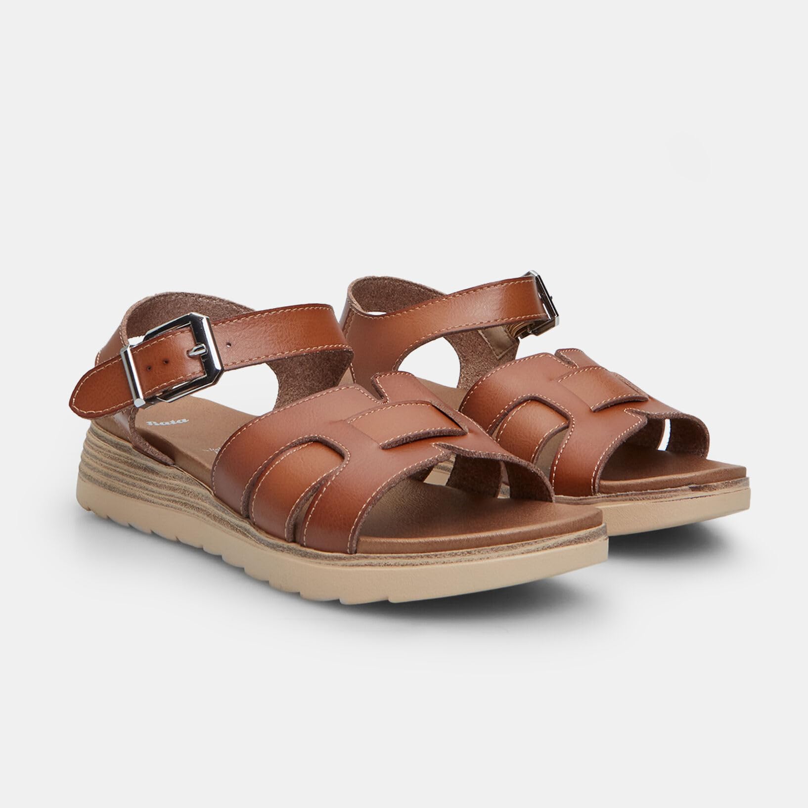 Bata Sandales femme compensées 3,5 cm brides croisées