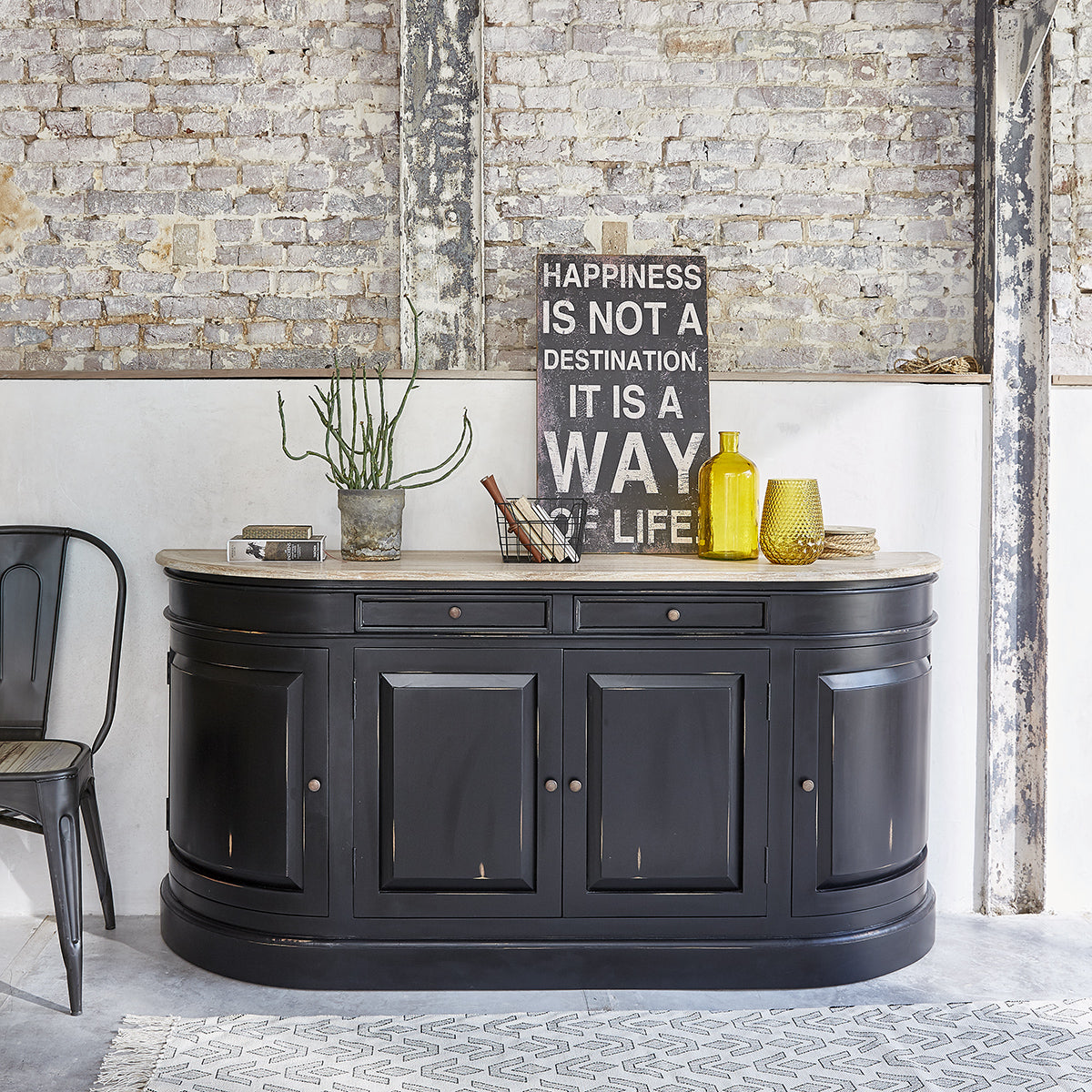 Berah Getah Bastide Buffet Acajou Teck Noir 180 cm