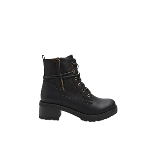 Bata Bottes de combat femme cuir noir zip