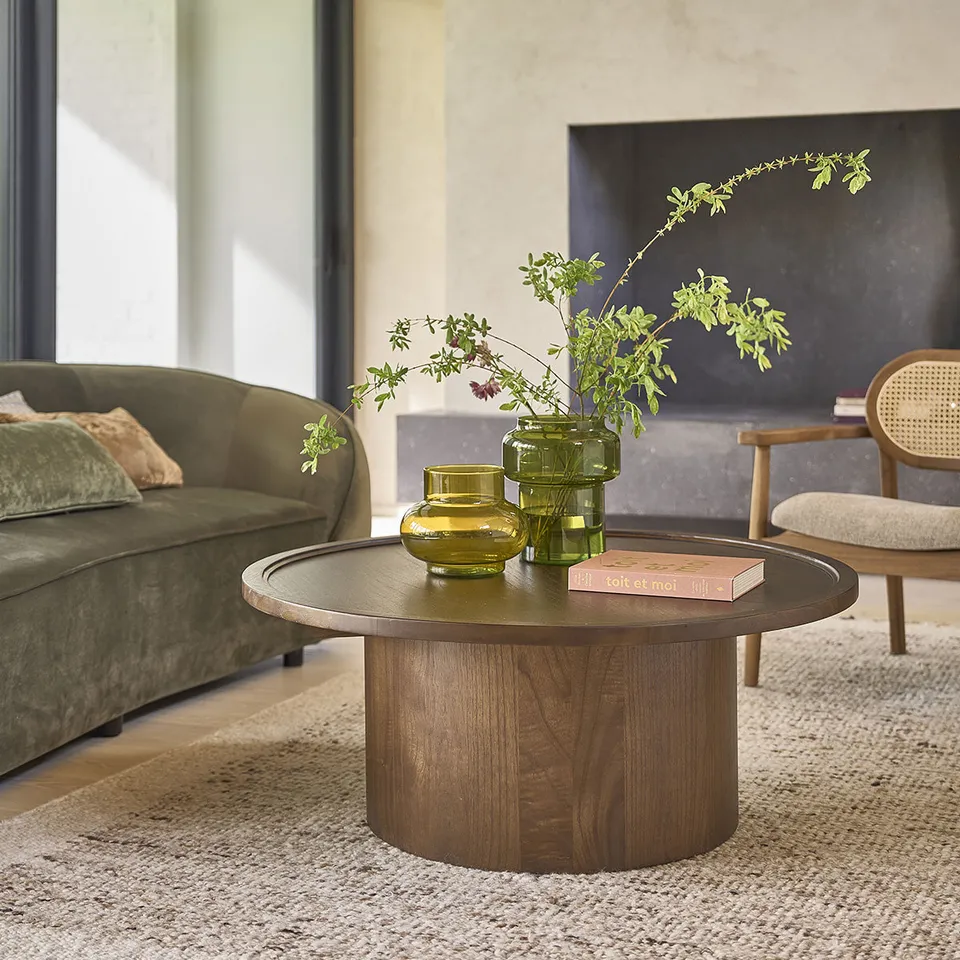 Berah Getah Solène table basse ronde mindi noyer Ø 100 cm