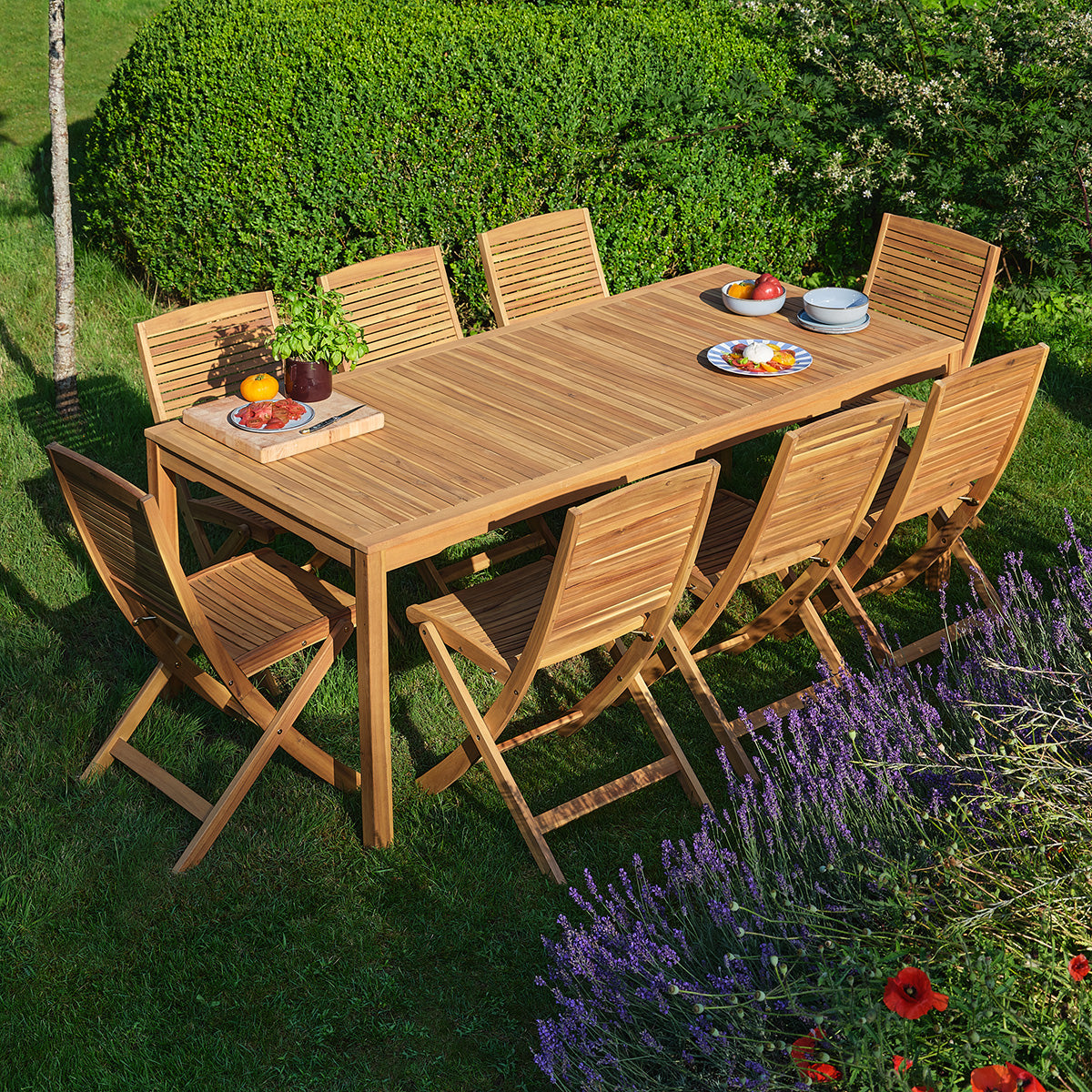 Berah Getah Milos table de jardin acacia 200 cm huilé