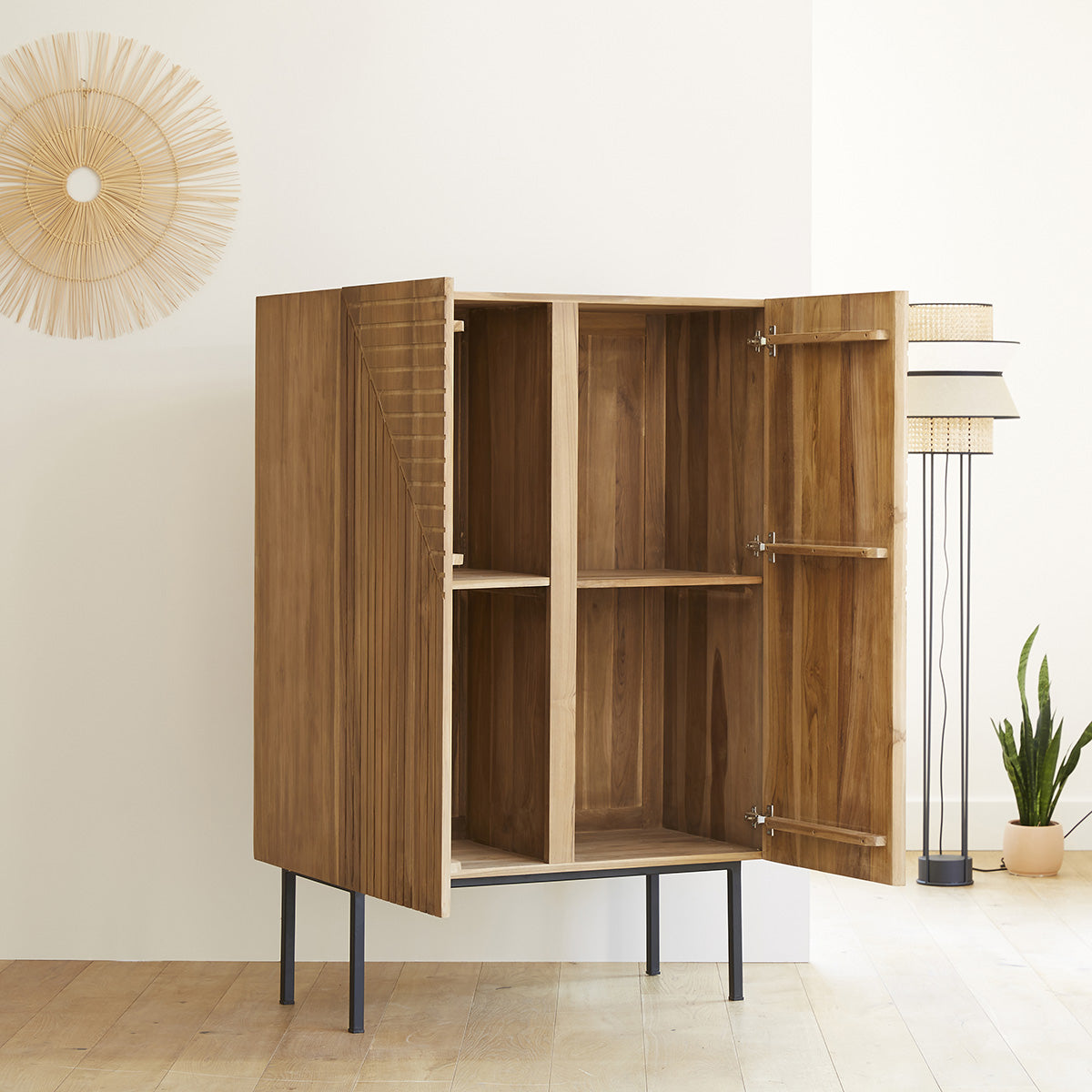 Berah Getah Portland armoire teck 100 cm 2 portes