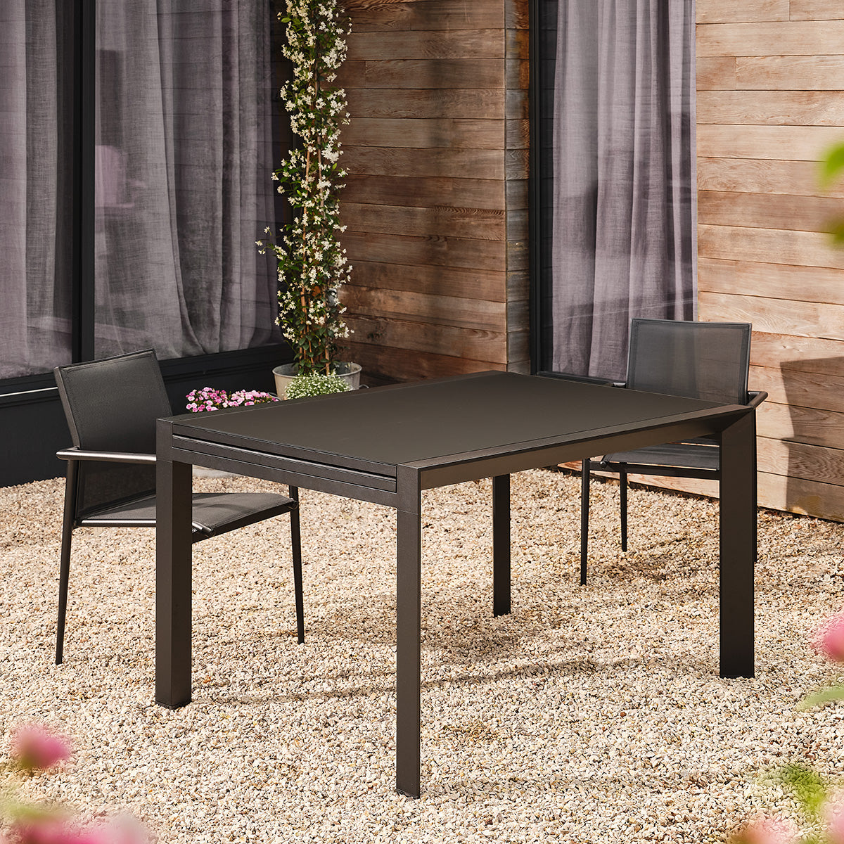 Berah Getah Basalt salon jardin alu noir extensible 6/10