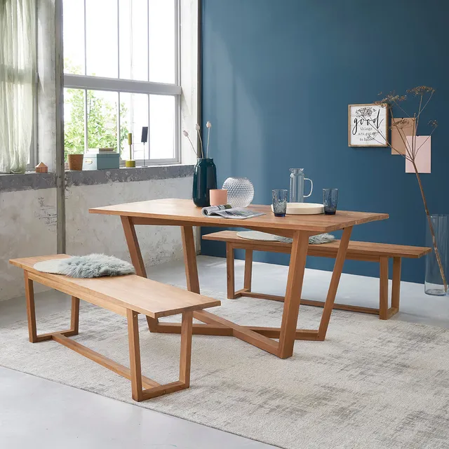 Berah Getah TRISTAN table en teck 6 personnes bois massif
