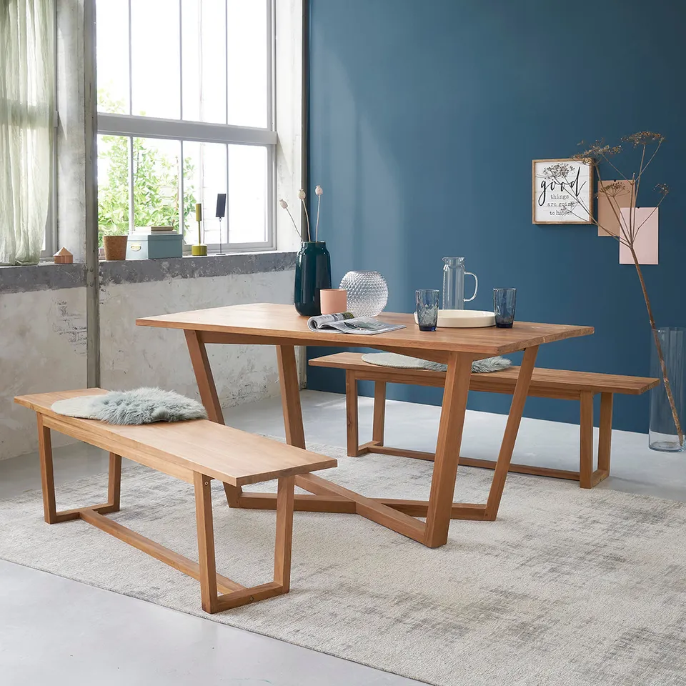 Berah Getah TRISTAN table en teck 6 personnes bois massif