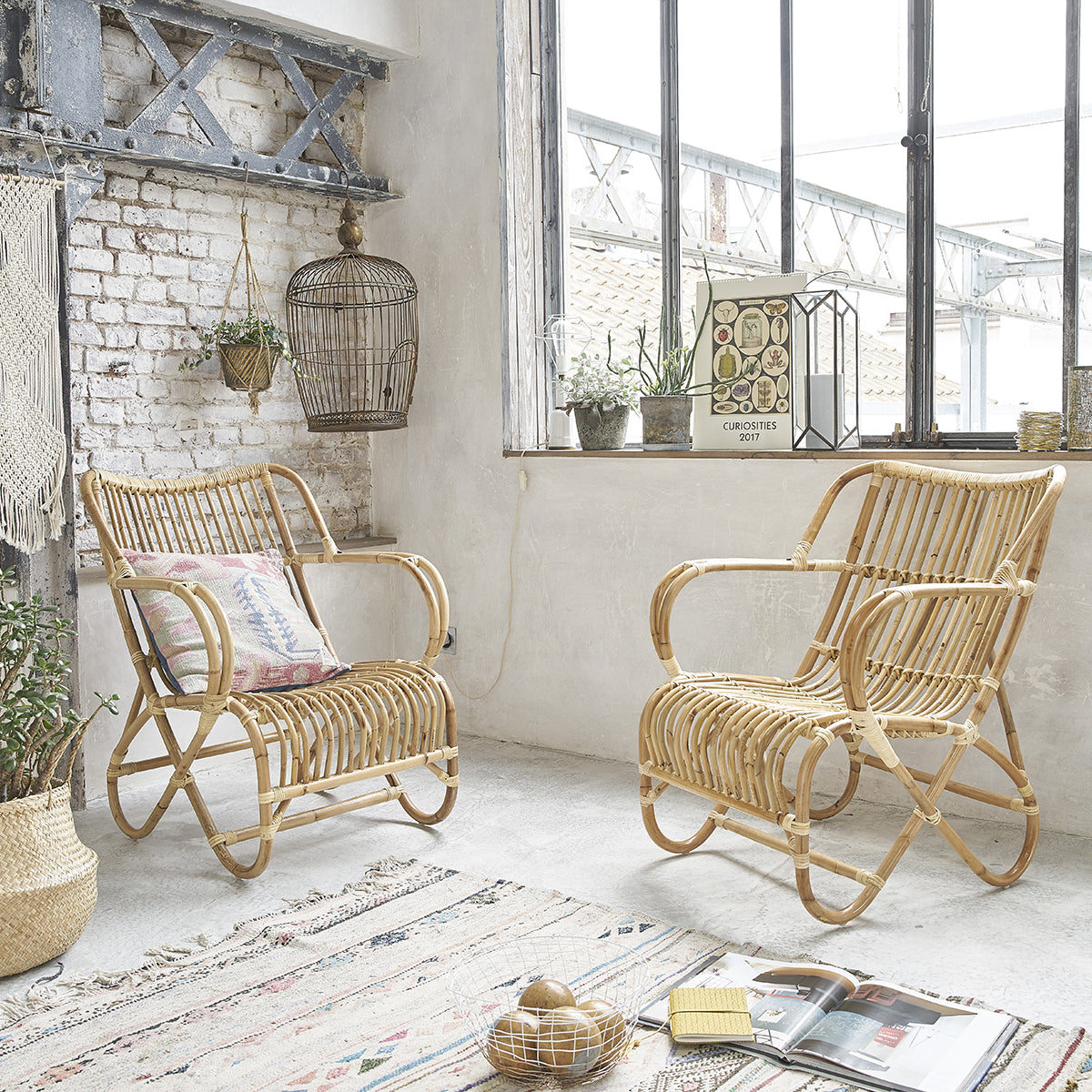 Berah Getah Paola lot 2 fauteuils rotin cosy