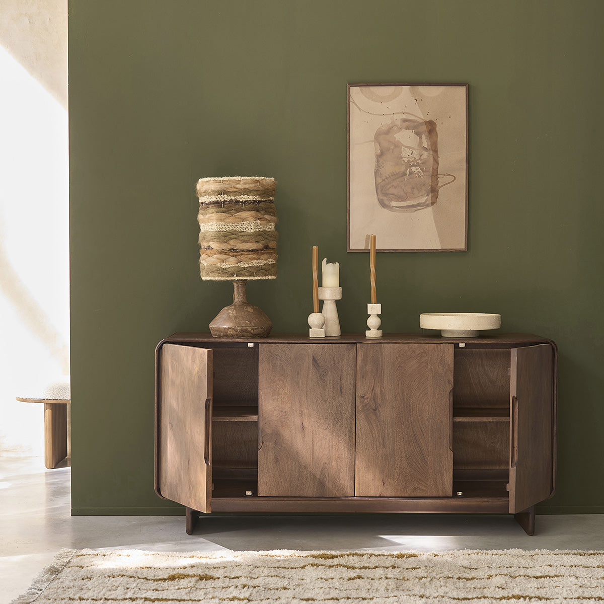 Berah Getah Sofia buffet manguier massif 160 cm noyer