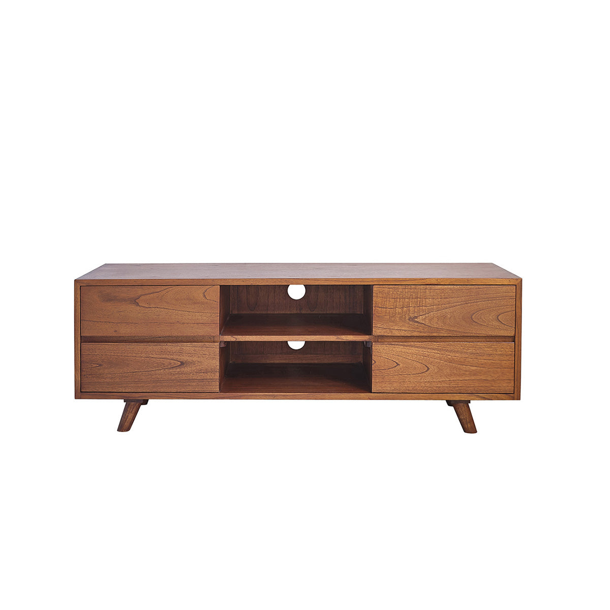 Berah Getah Milo meuble TV bois 140 cm noyer 4 tiroirs