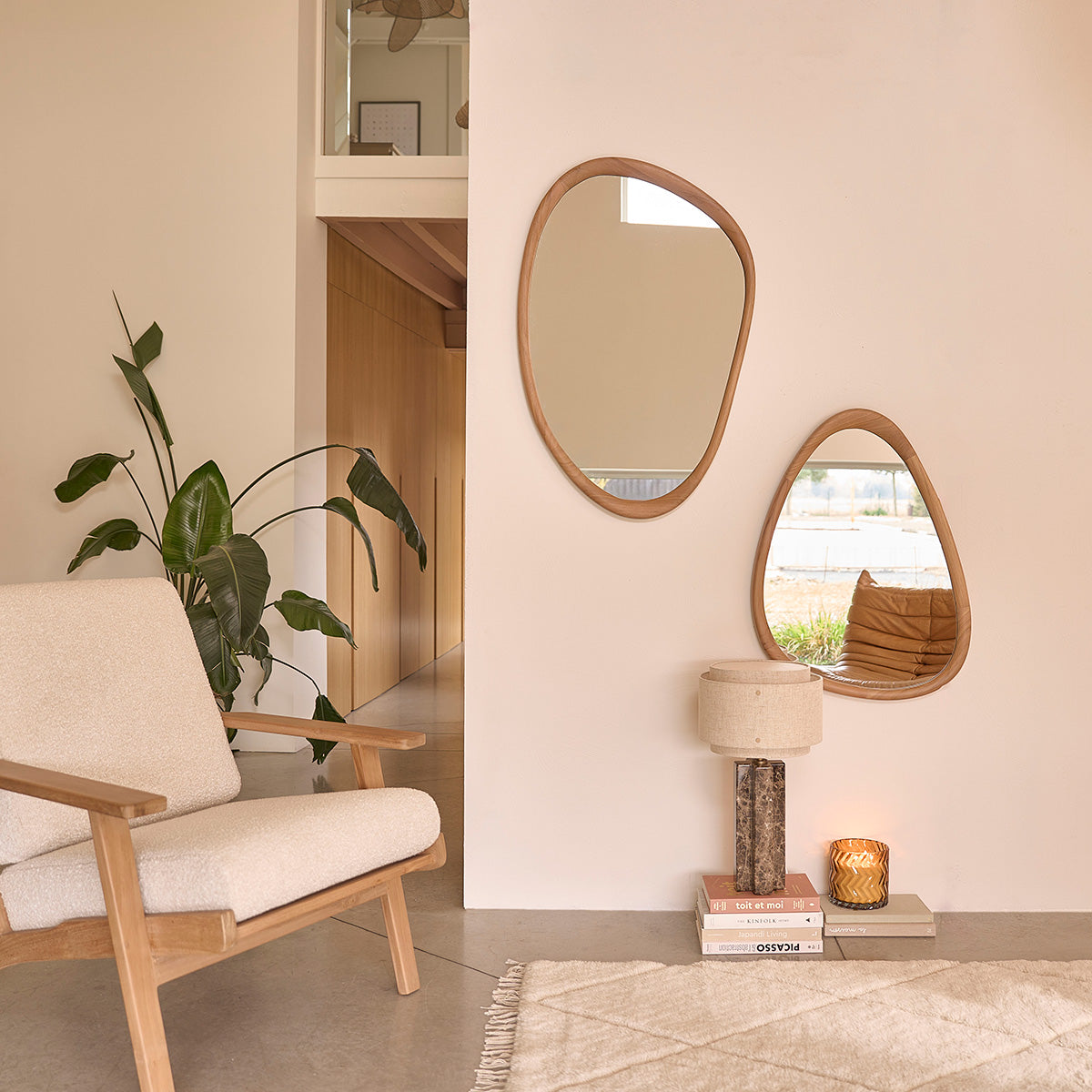 Berah Getah Belize miroir teck massif 90 cm organique