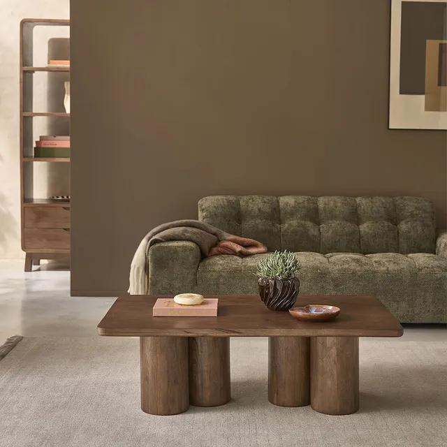 Berah Getah Cleo table basse manguier massif marron 120 cm