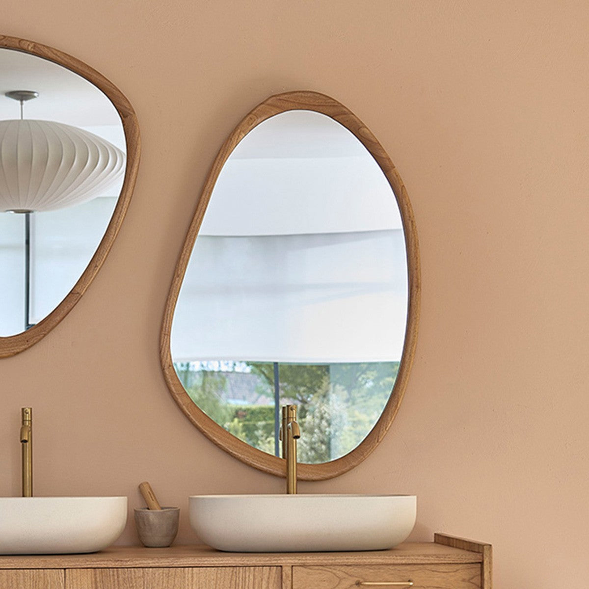 Berah Getah Fifties miroir bois 90x60 cm mindi massif