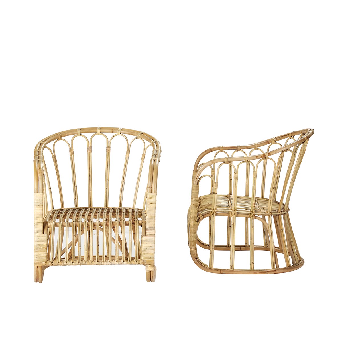 Berah Getah Paola Lot de 2 Fauteuils Rotin Naturel