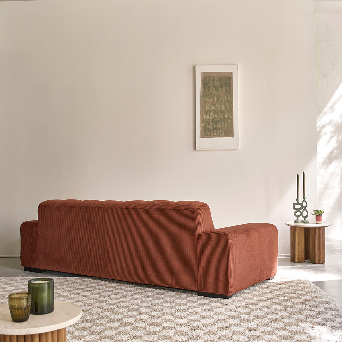 Berah Getah Alphonse canapé droit 4 places terracotta