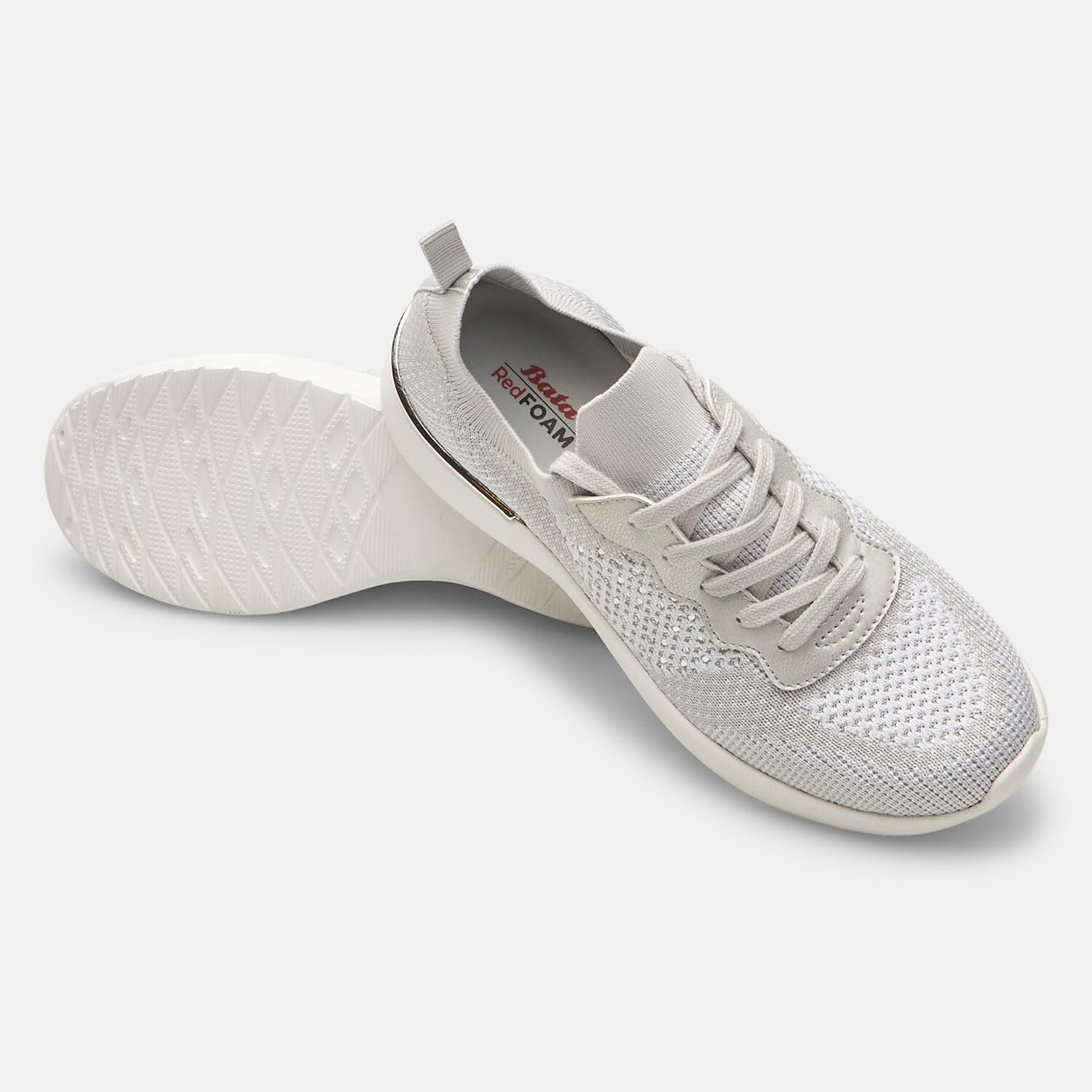 Bata Tricot Ajouré Baskets à Lacets Plates Légères