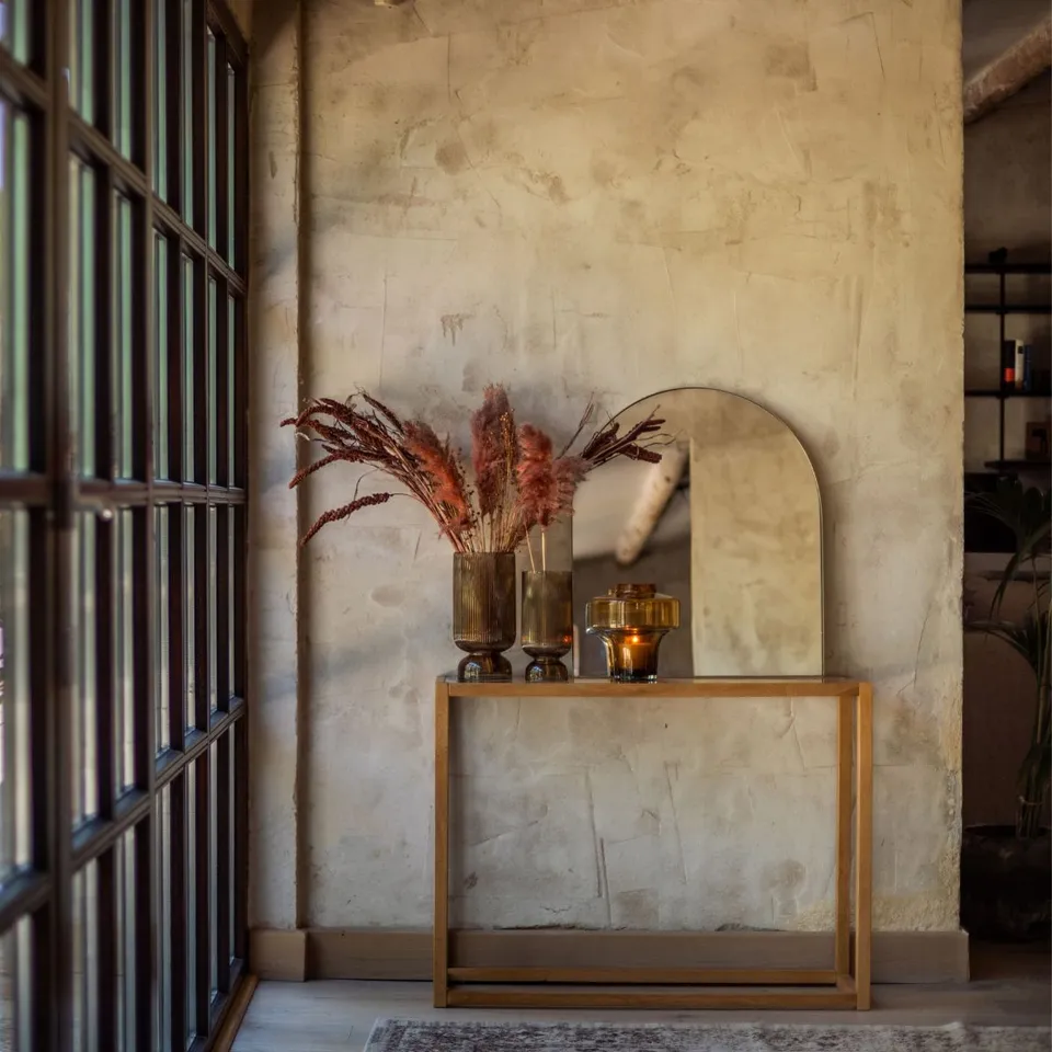 Andrea House miroir mural doré métal design
