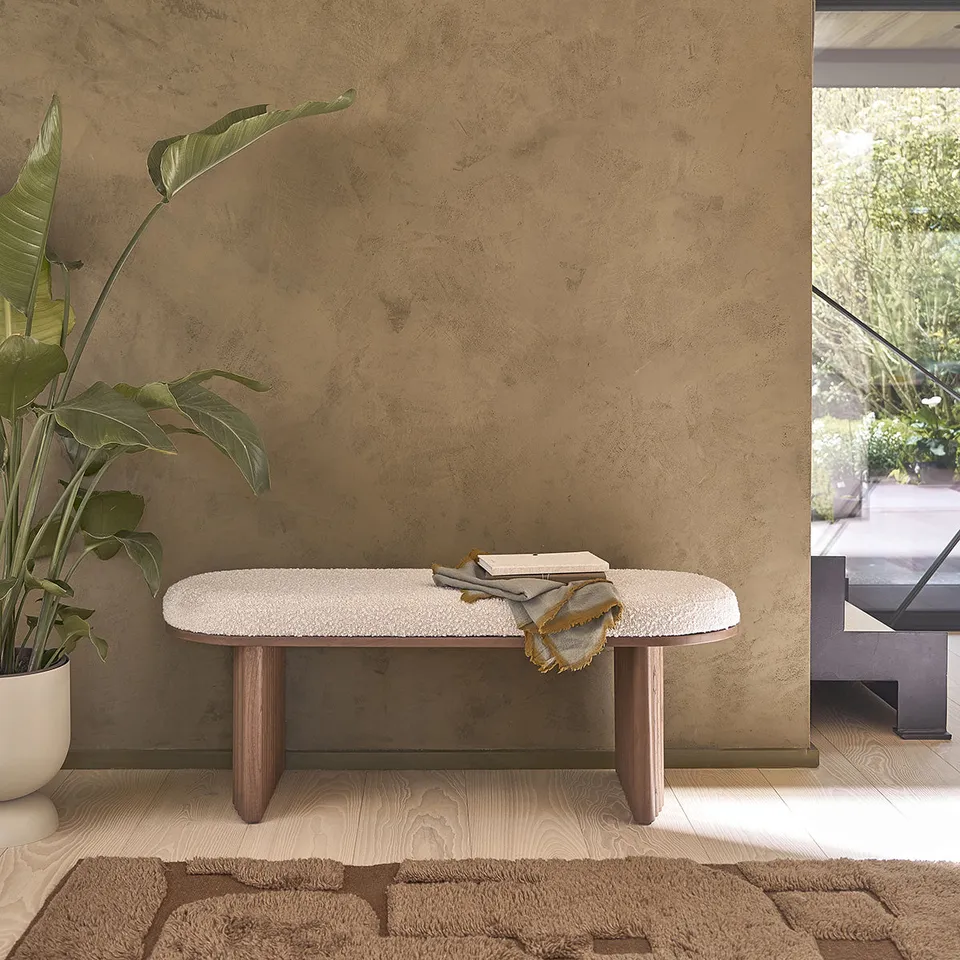 Berah Getah Marlow banc mindi bouclette 120 cm noyer