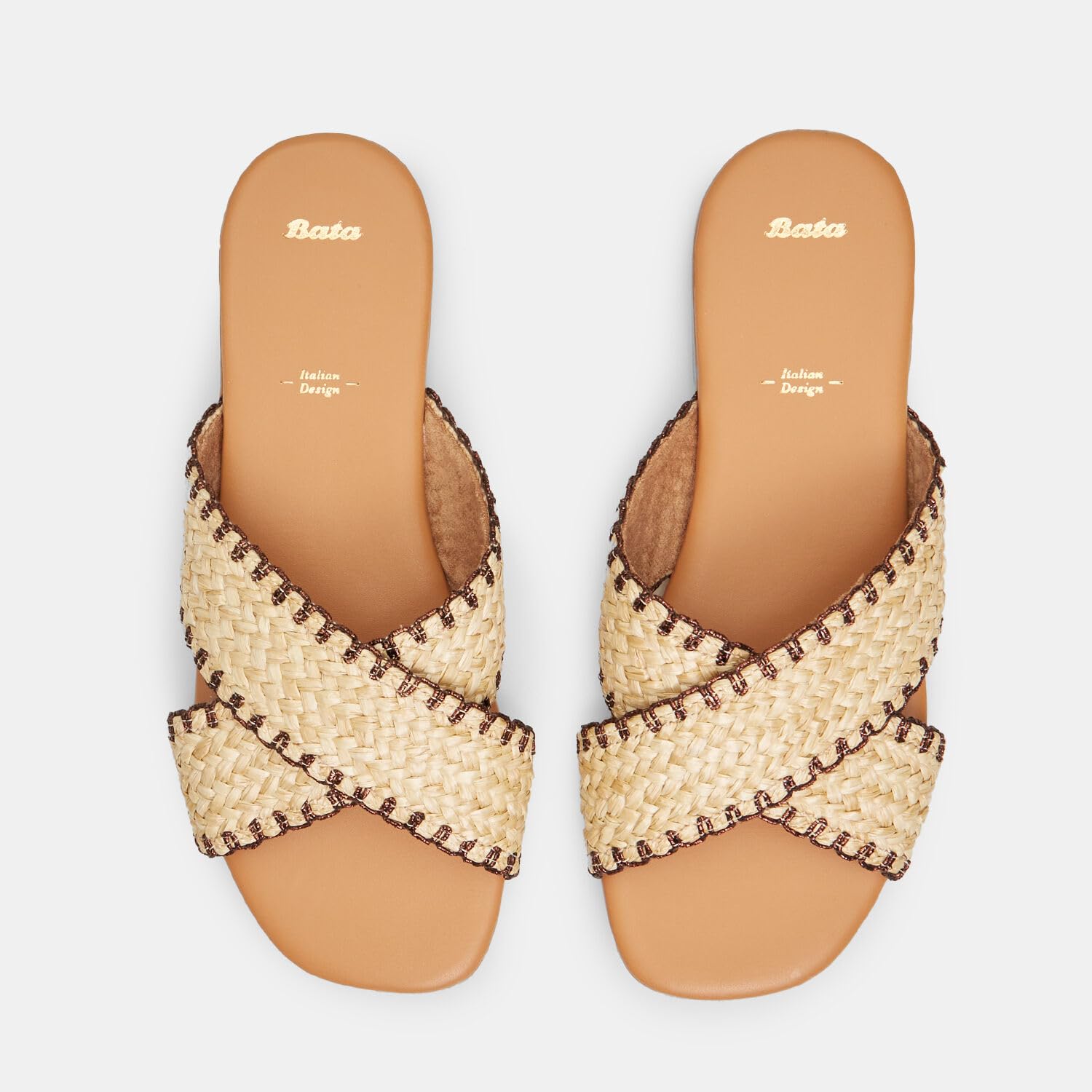 Bata Sandales Mules Femme Beige 36 EU Raphia