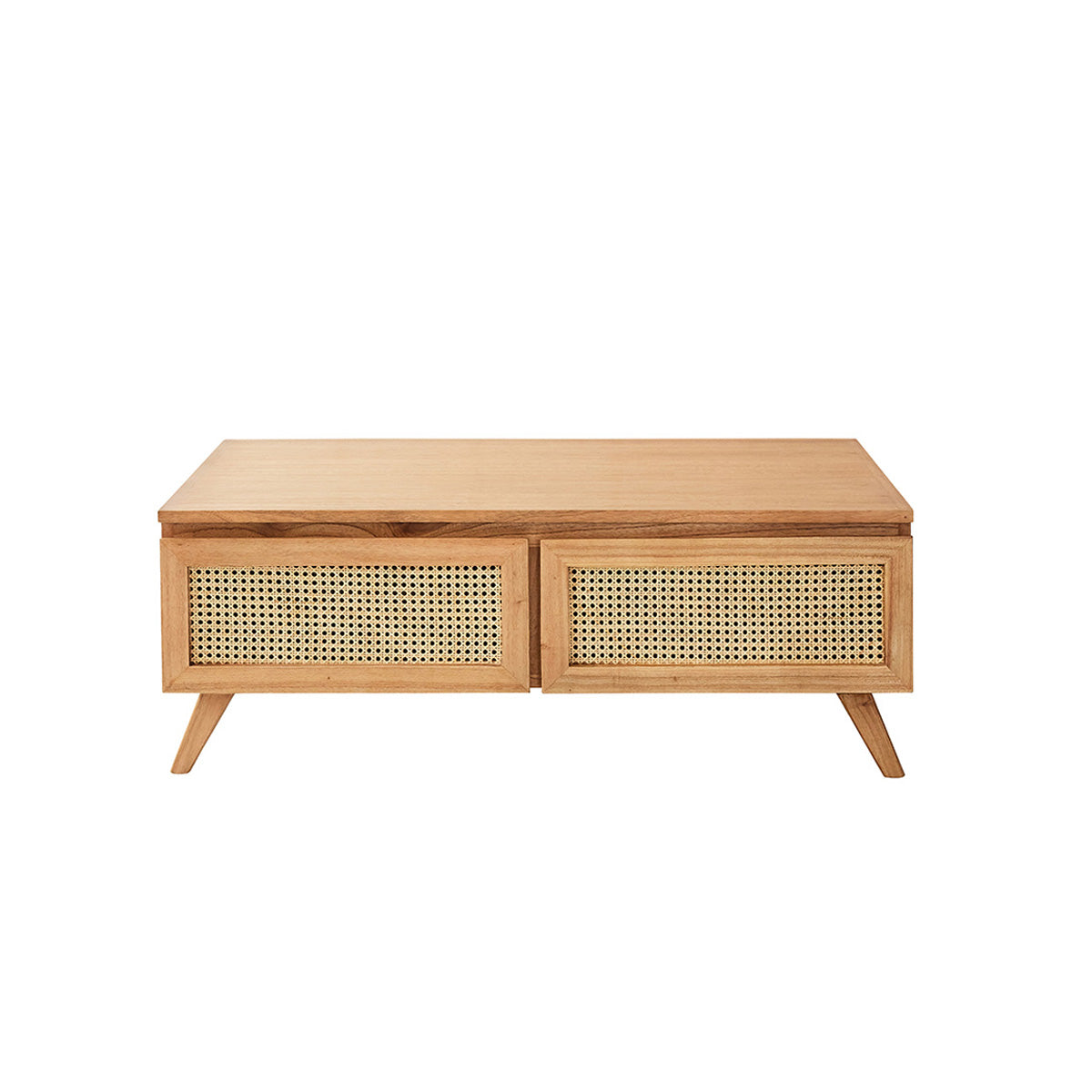Berah Getah ISÉE table basse mindi cannage 110 4 tiroirs