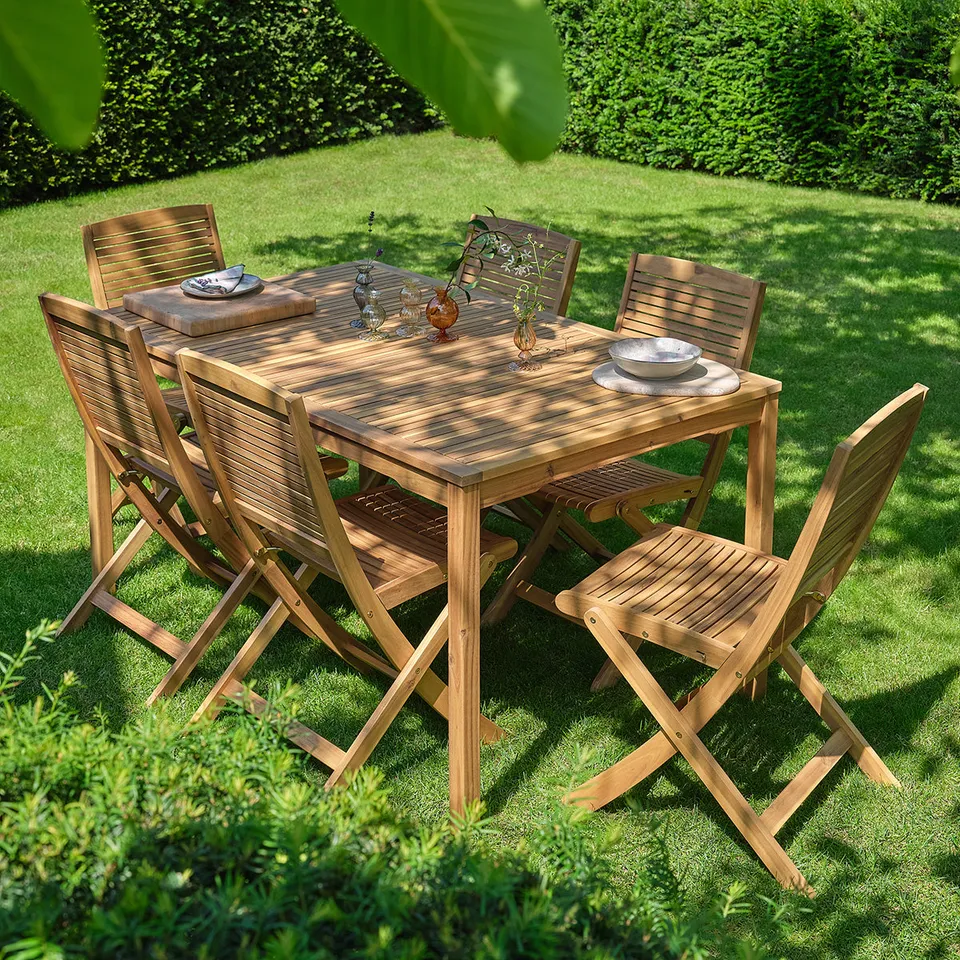 Berah Getah MILOS salon jardin acacia 6 pers 150 cm
