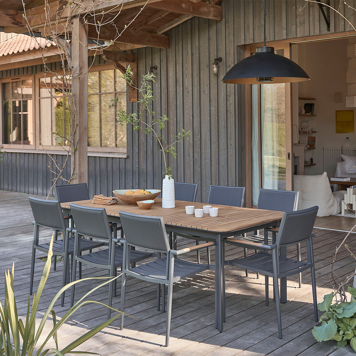 Berah Getah Siena salon de jardin teck alu 6 fauteuils