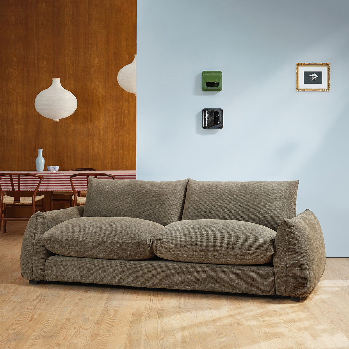 Berah Getah JACQUES canapé 3 places tissu kaki déhoussable