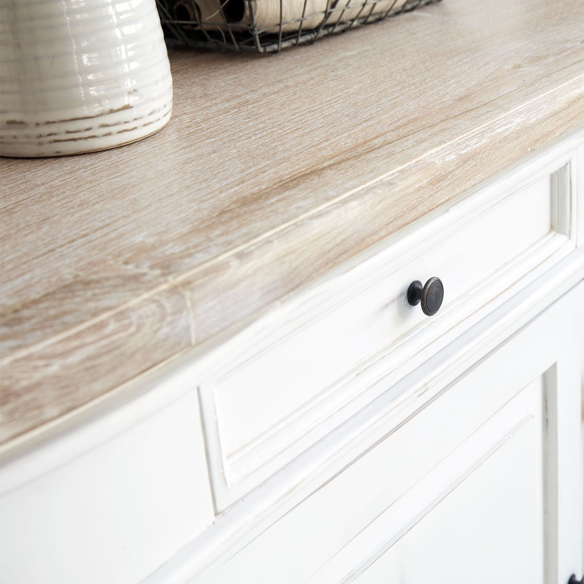 Berah Getah Demeure buffet blanc acajou teck 180 cm