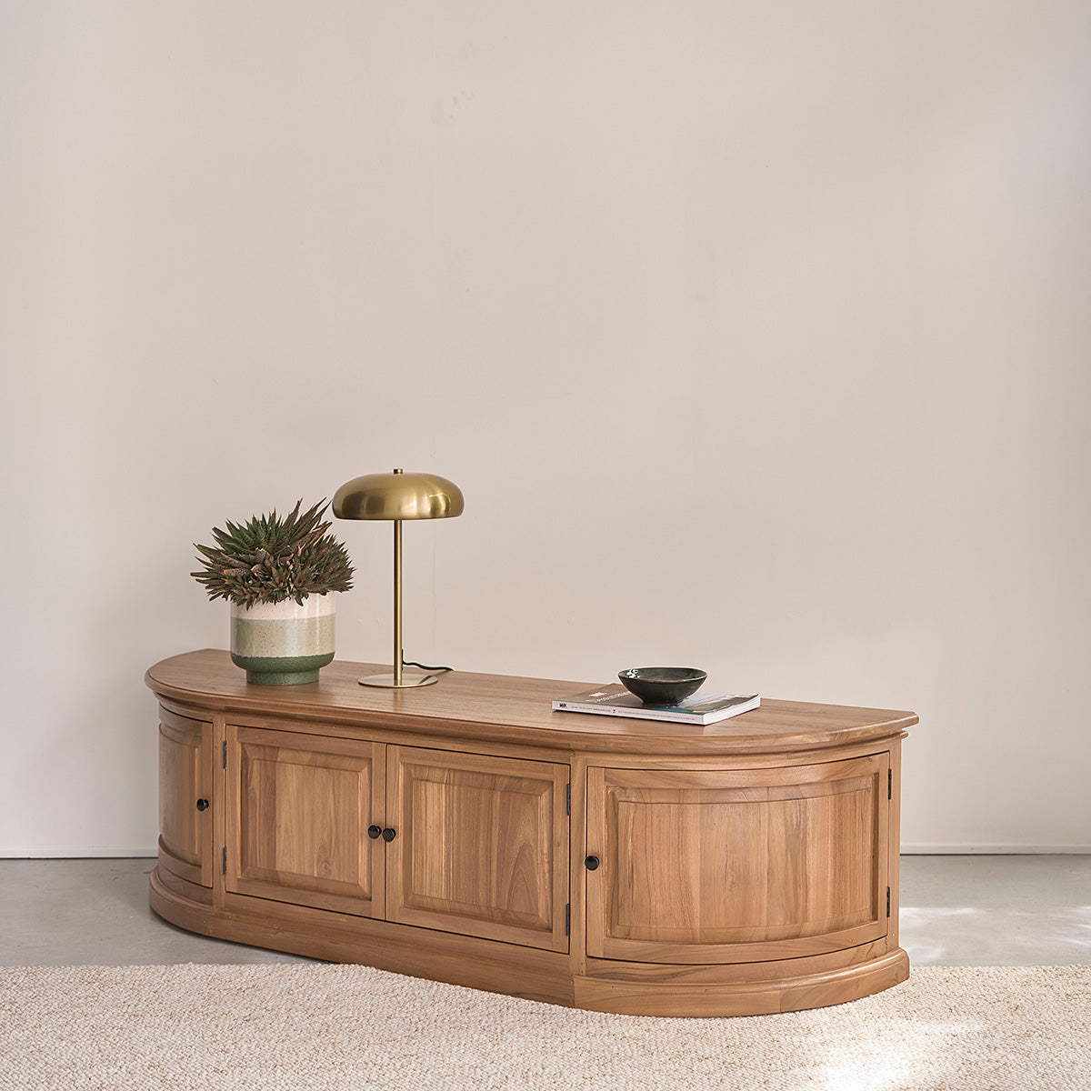 Berah Getah Domaine meuble TV teck 160 cm 4 portes