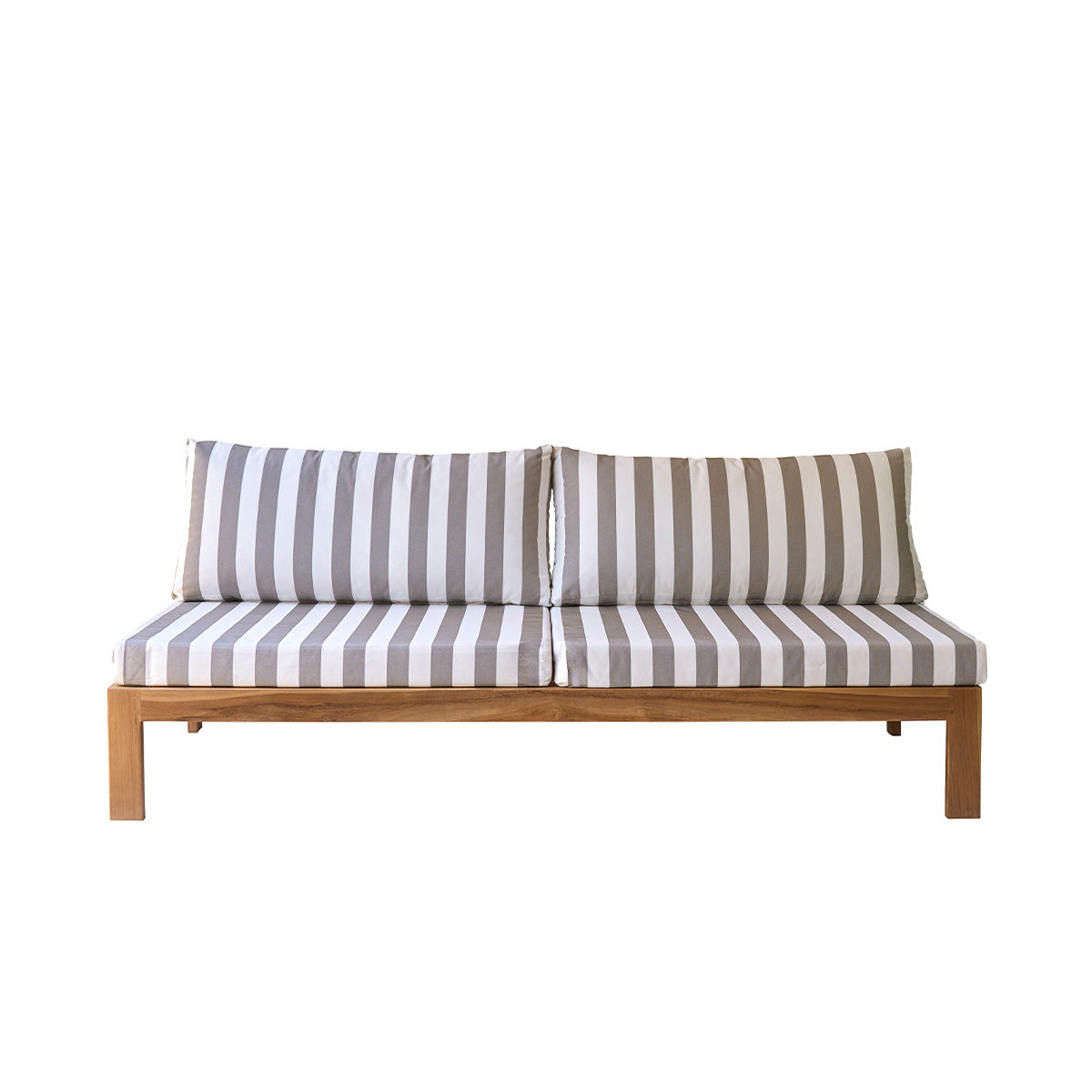 Berah Getah Palma canapé jardin teck rayé blanc taupe
