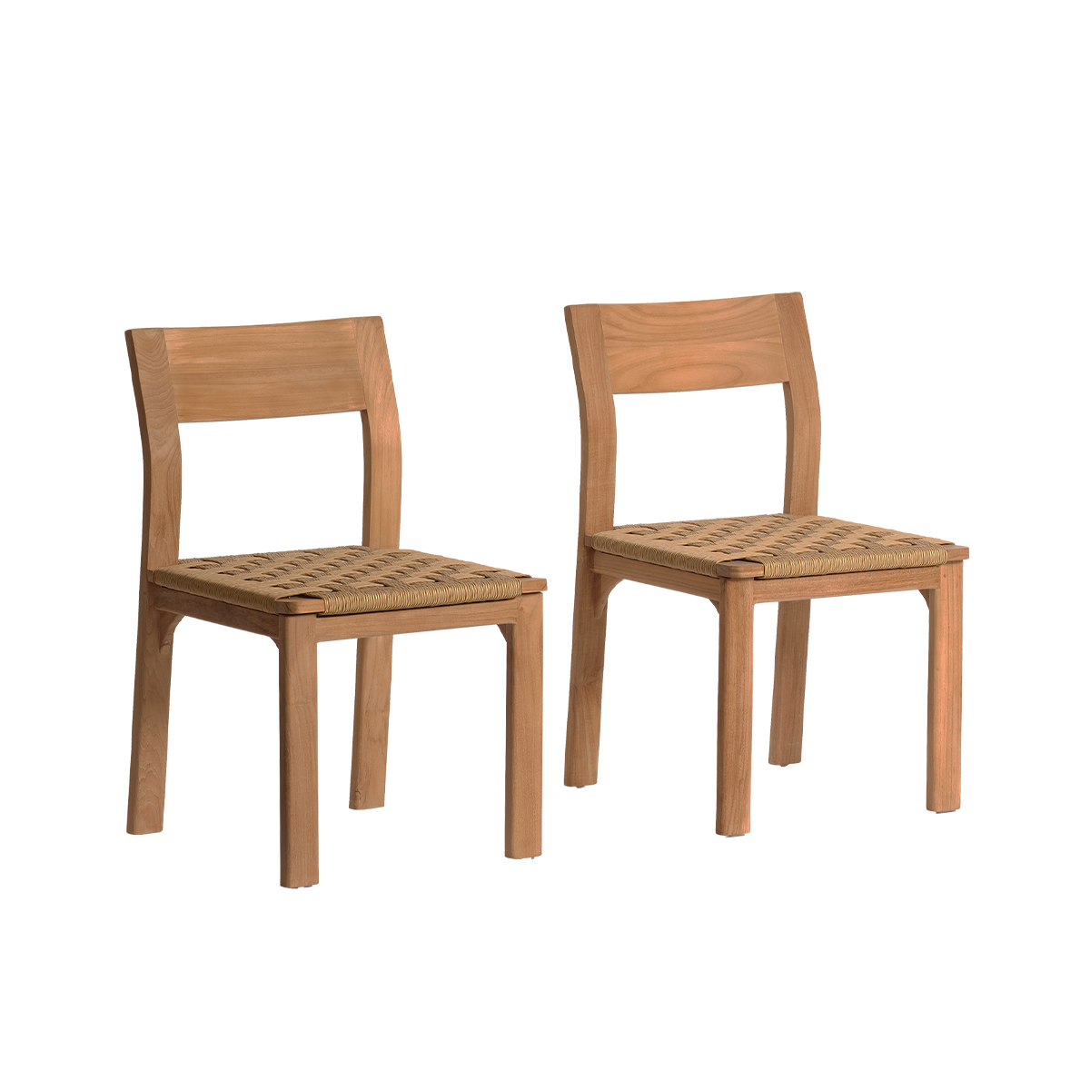 Berah Getah Piana chaise jardin teck rotin lot de 2