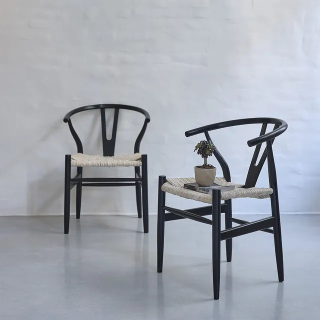 Berah Getah Camille lot 2 chaises mindi corde noire