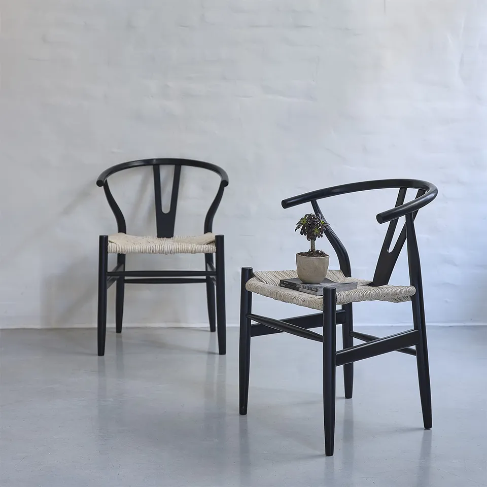 Berah Getah Camille lot 2 chaises mindi corde noire