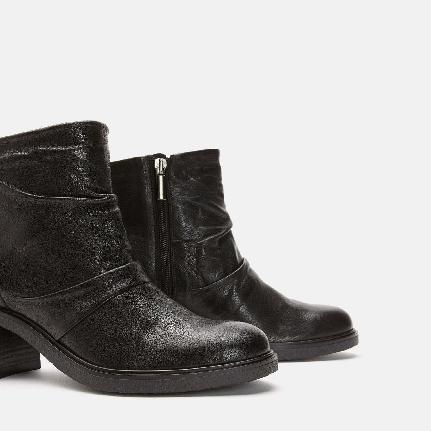 Bata Bottines Cuir à Talon Large Femme Confort