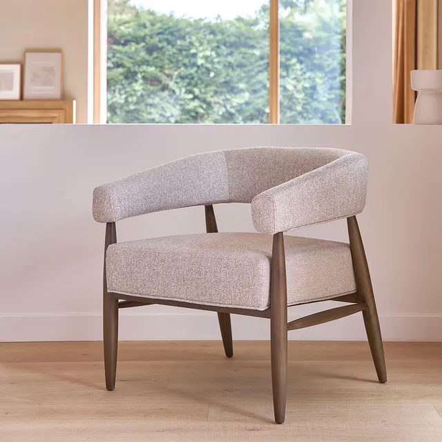 Berah Getah Éloi fauteuil hêtre tissu beige chiné