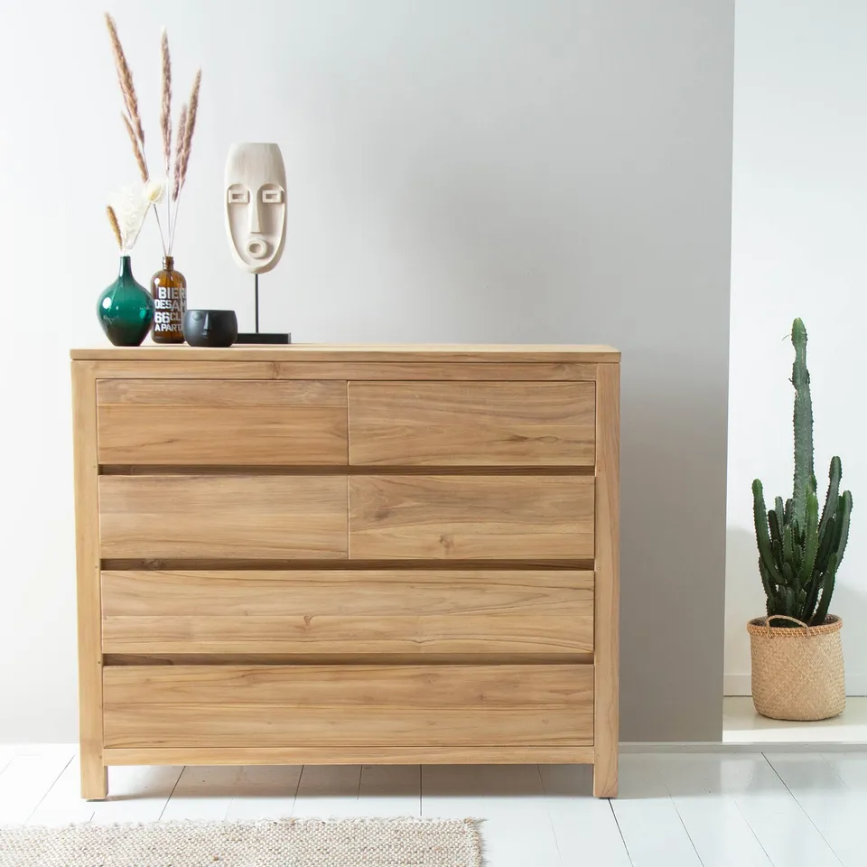 Berah Getah ALDO buffet teck massif 120 cm 6 tiroirs