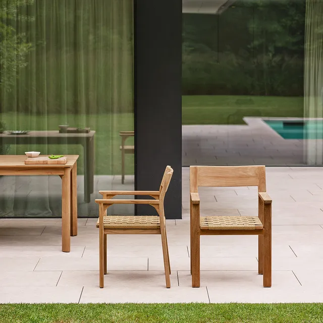 Berah Getah Piana fauteuil jardin teck rotin lot de 2