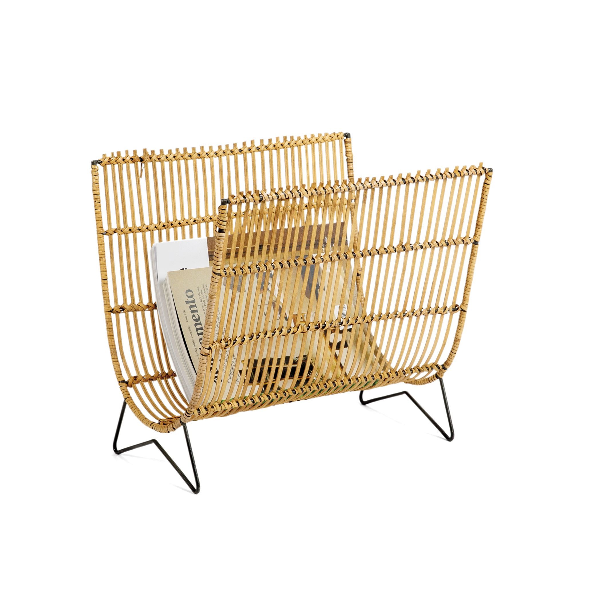 Andrea House Porte-revues bambou marron au sol