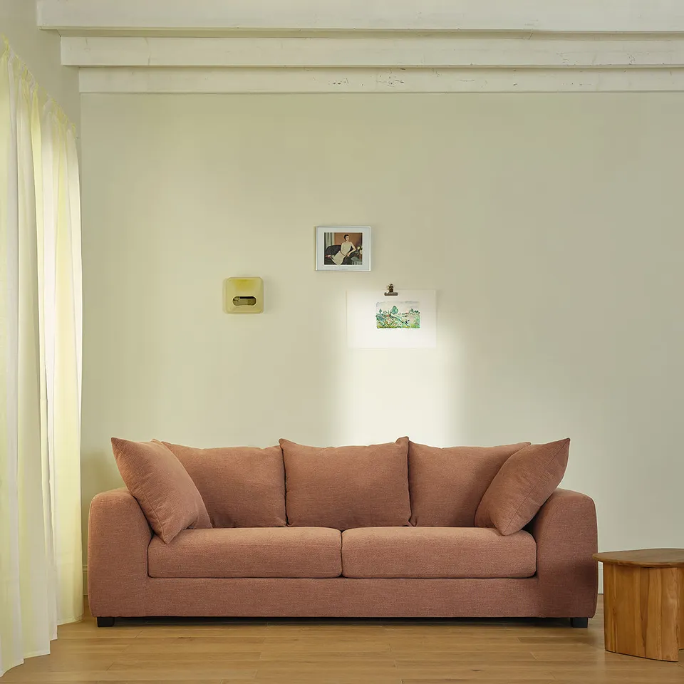 Berah Getah Edmond canapé droit 4 places lin terracotta