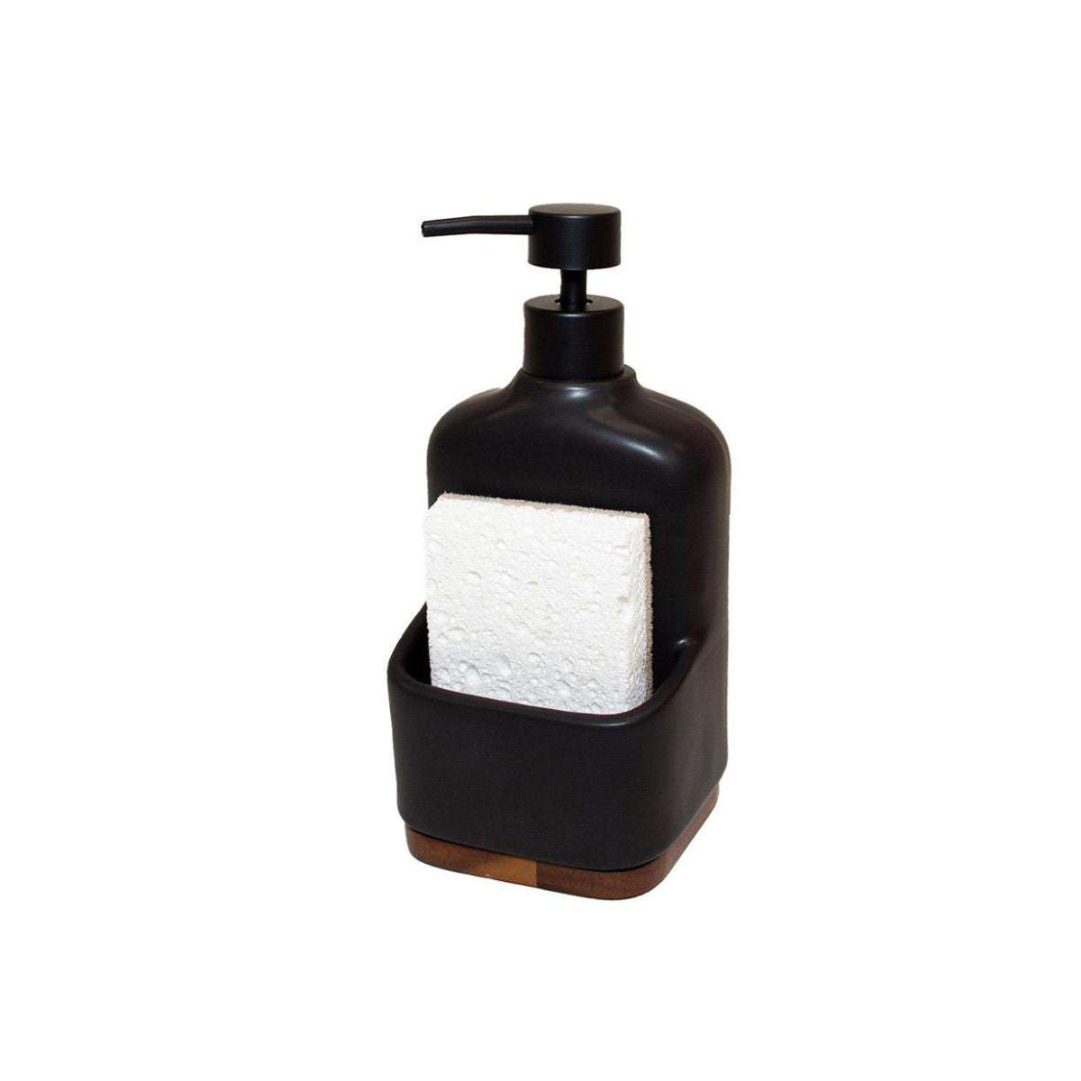 Andrea House Baño distributeur savon céramique noir acacia