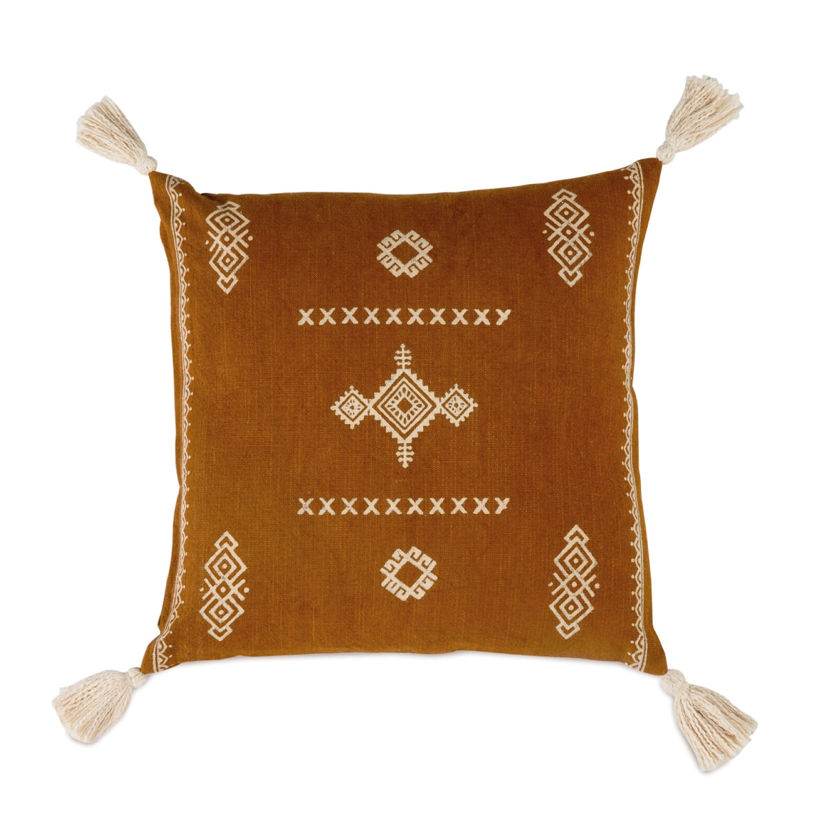 Andrea House Textil coussin marron ethnique 45x45 coton