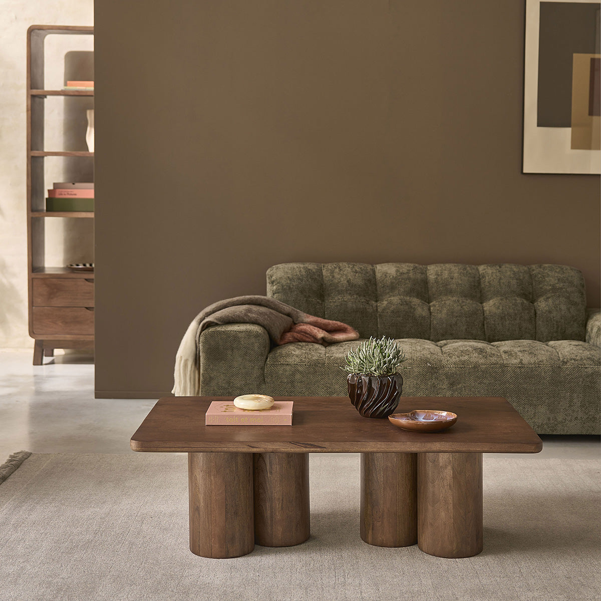 Berah Getah Cleo table basse manguier massif marron 120 cm