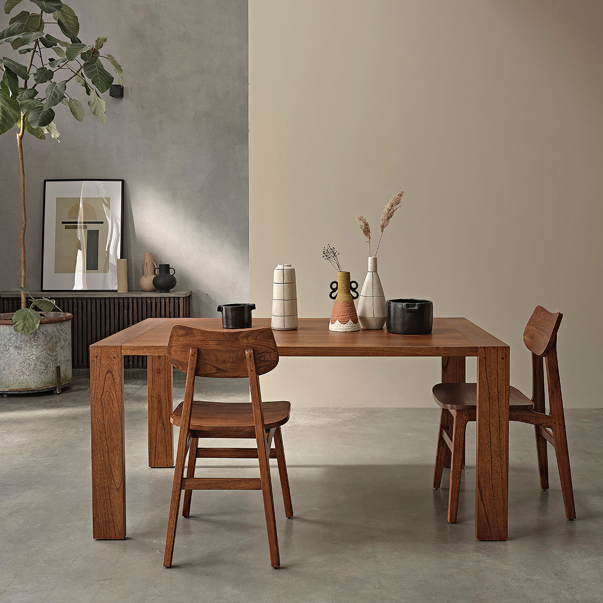 Berah Getah Milo chaise bois noyer lot de 2
