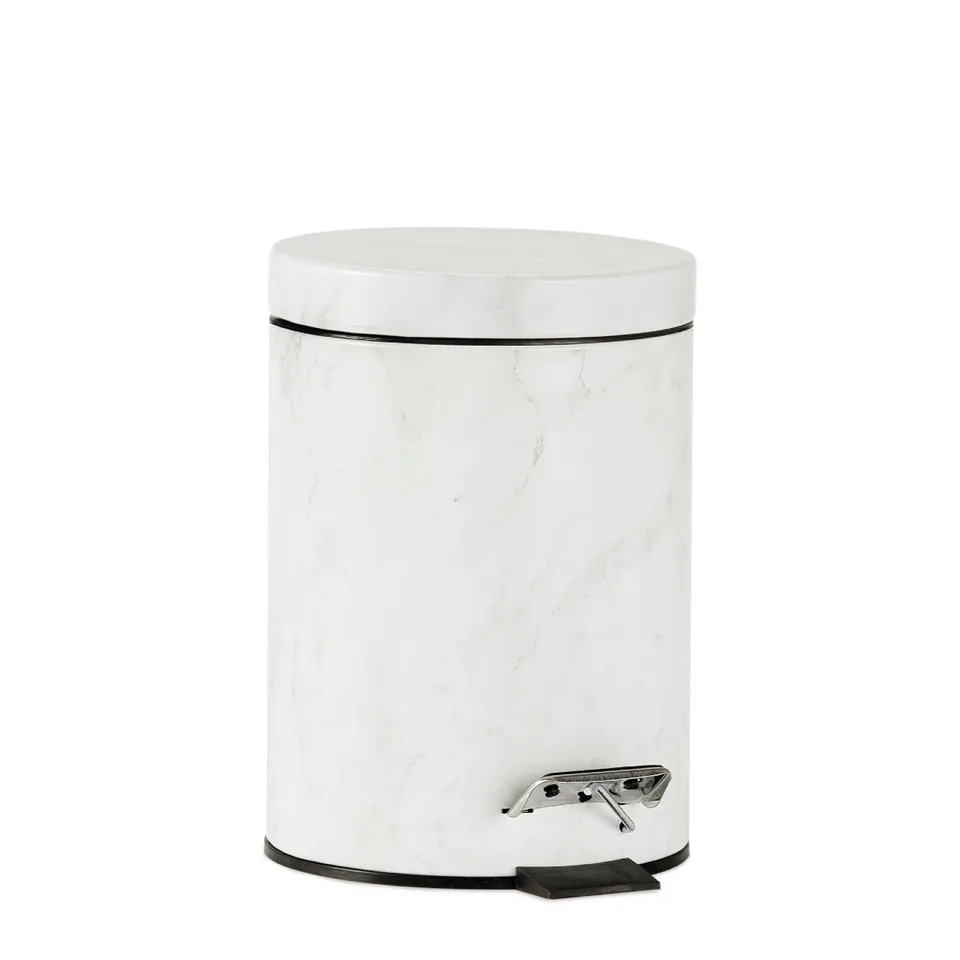 Andrea House Baño poubelle métal blanc marbré