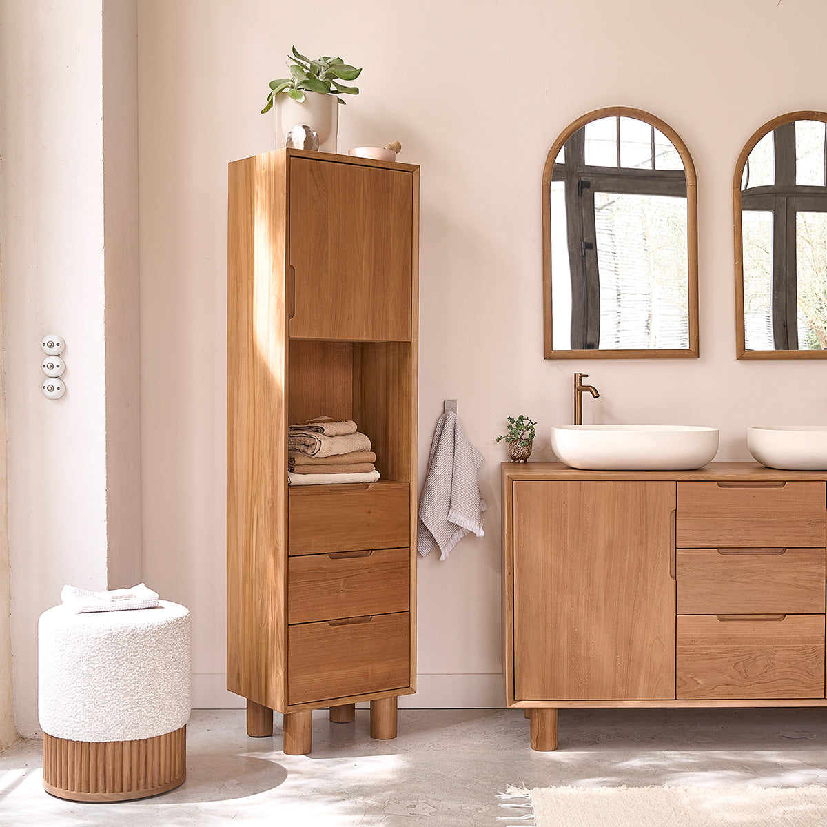 Berah Getah Gustave colonne salle de bain teck 45 cm