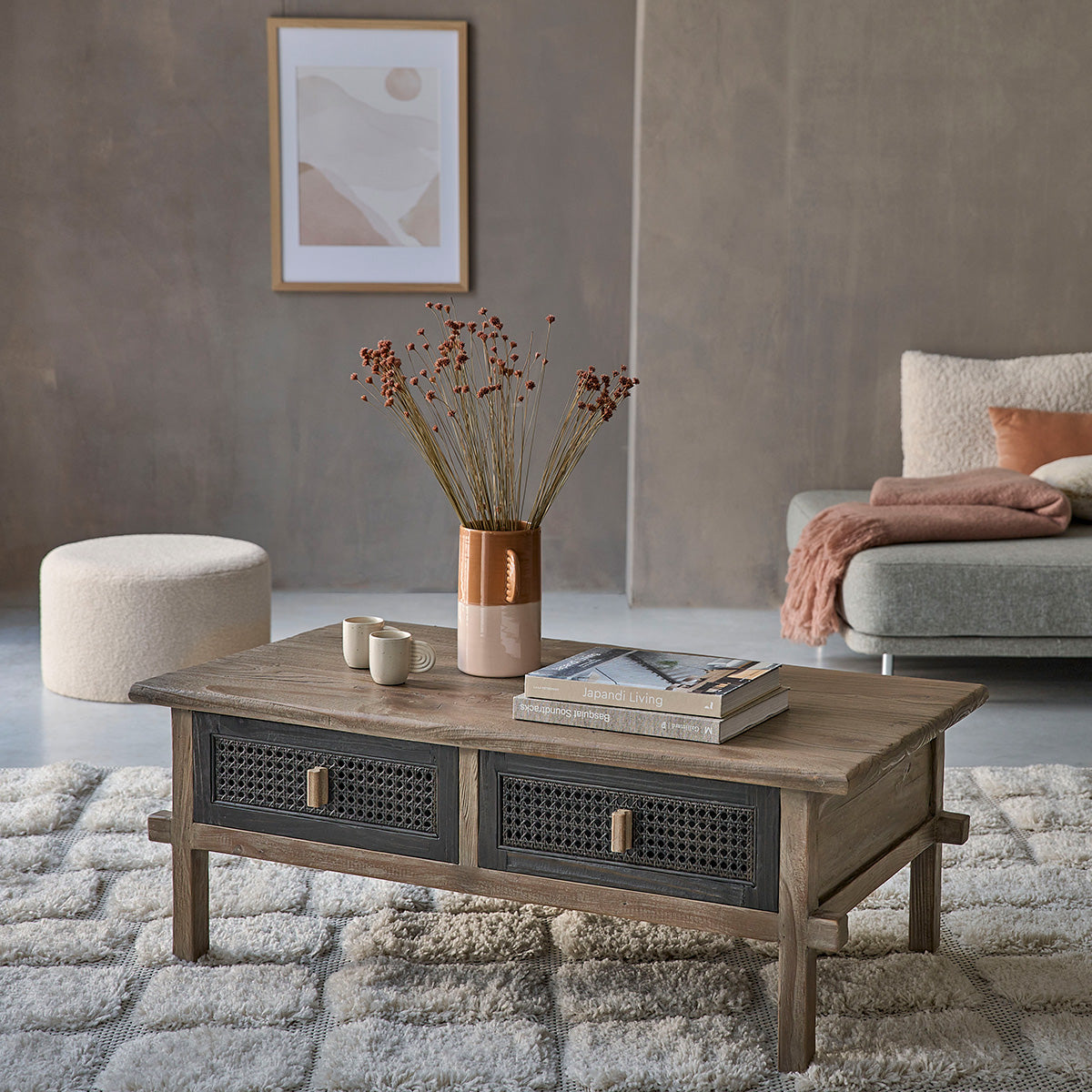 Berah Getah Junko table basse pin recyclé 110 cm