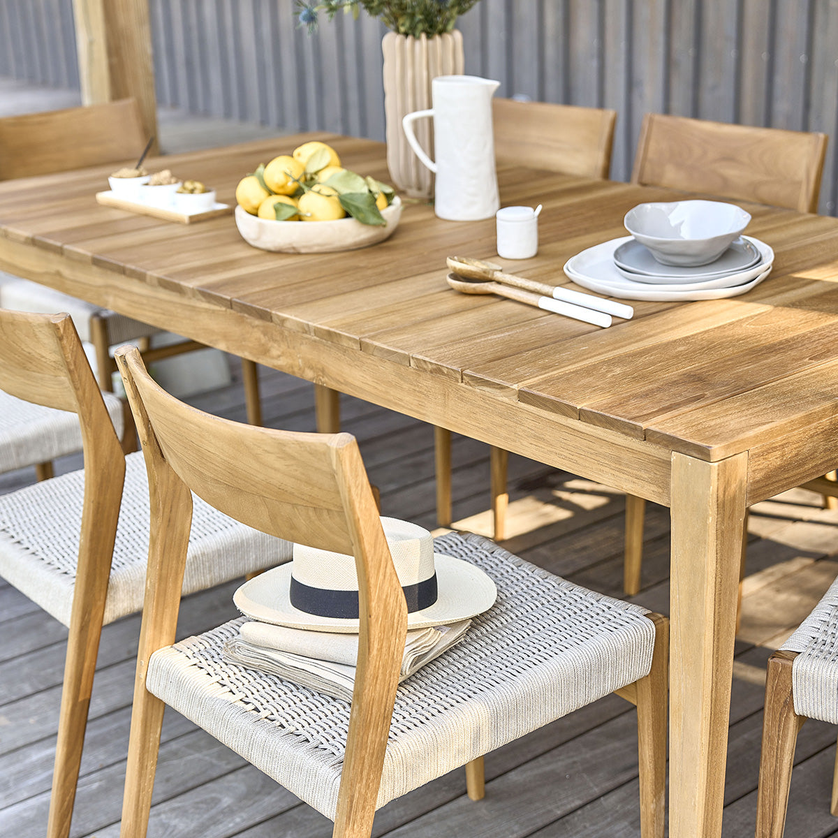 Berah Getah LIVIE salon jardin teck 8 pers cordage beige