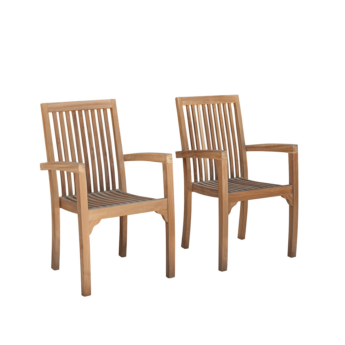 Berah Getah Malte fauteuil jardin teck empilable lot de 2