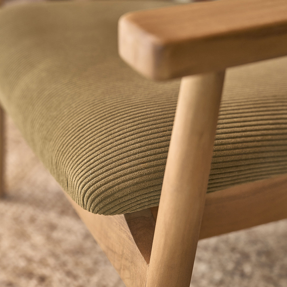 Berah Getah SABI fauteuil teck cannage velours kaki