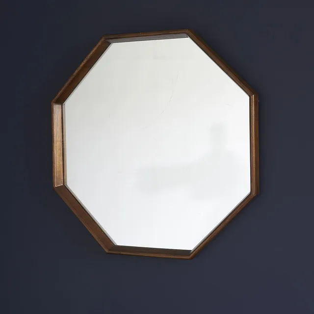 Berah Getah Vintage miroir octogonal 60 cm en mindi massif