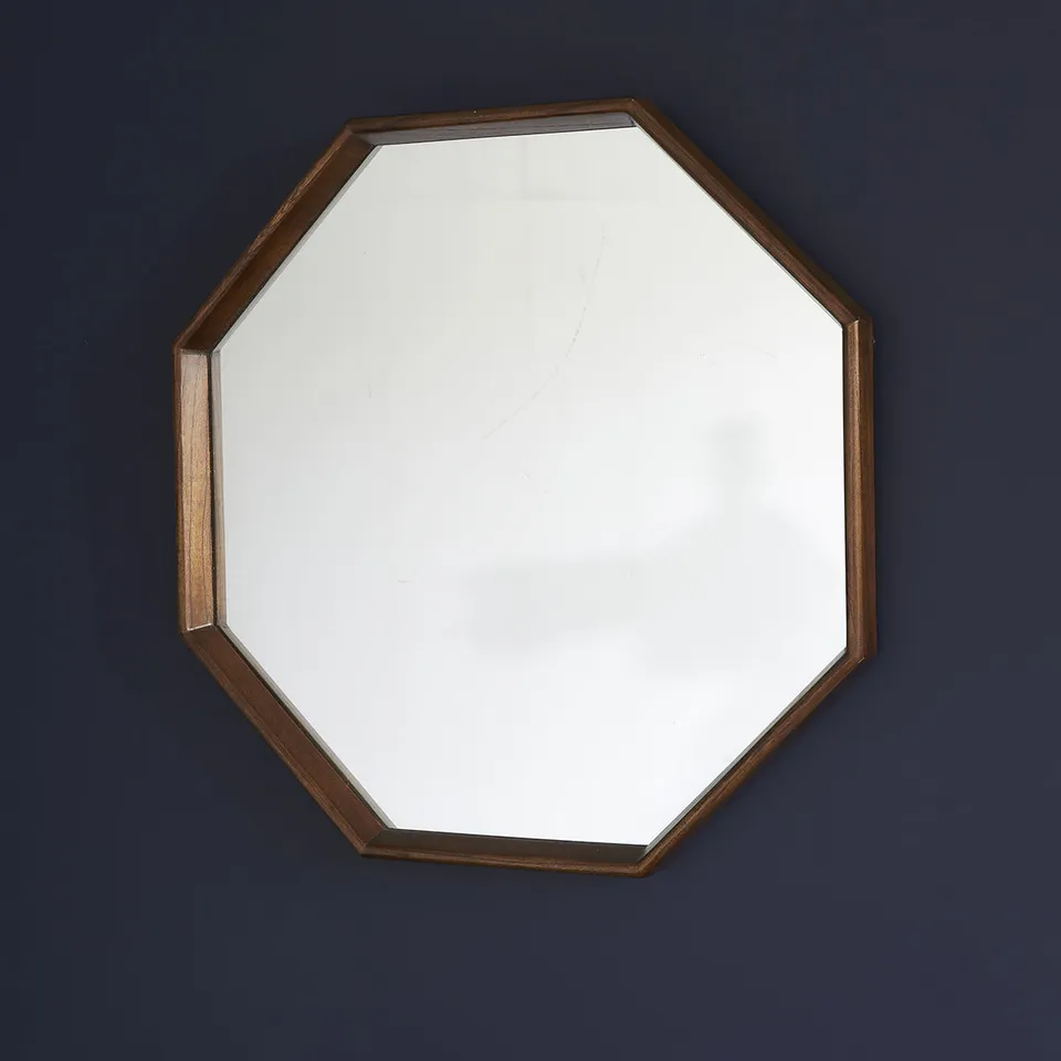 Berah Getah Vintage miroir octogonal 60 cm en mindi massif