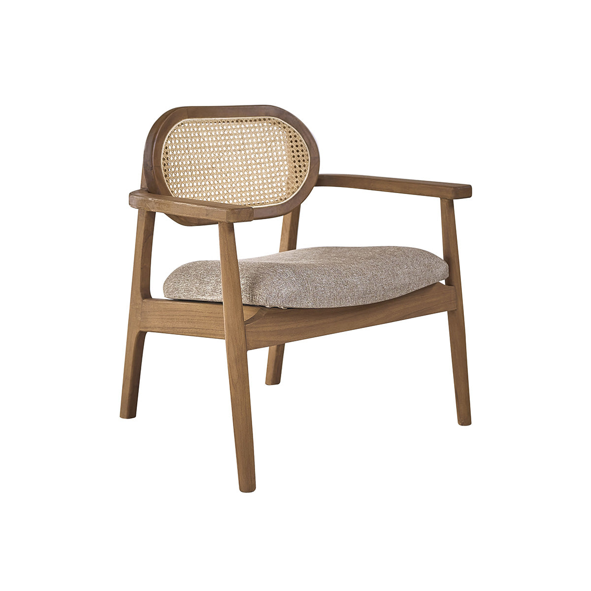 Berah Getah Sabi fauteuil teck cannage velours grège